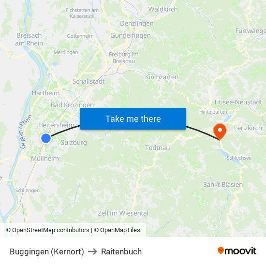 Buggingen (Kernort) to Raitenbuch map