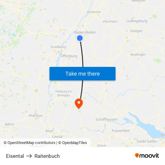 Eisental to Raitenbuch map