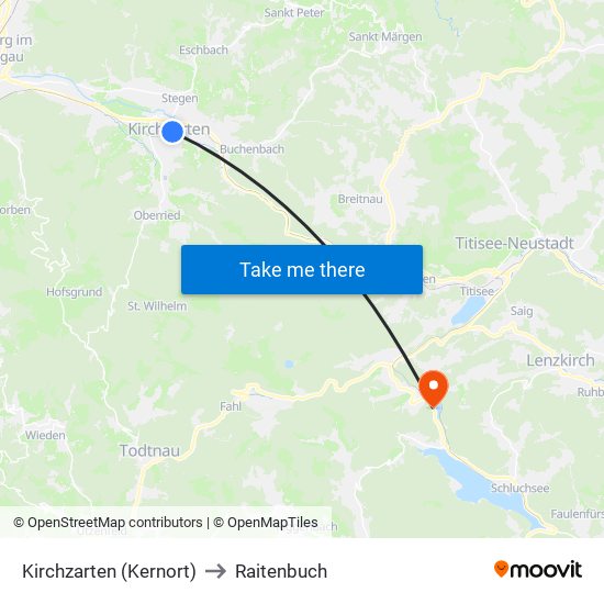 Kirchzarten (Kernort) to Raitenbuch map