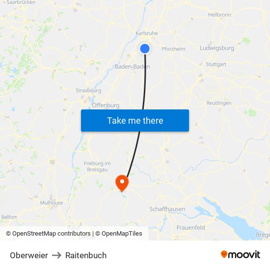 Oberweier to Raitenbuch map