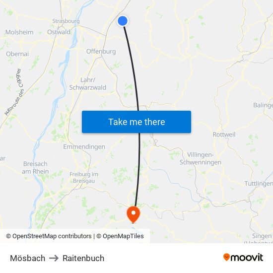 Mösbach to Raitenbuch map