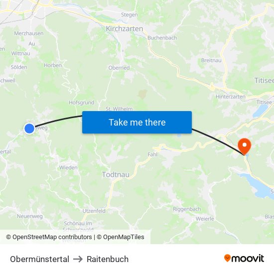 Obermünstertal to Raitenbuch map