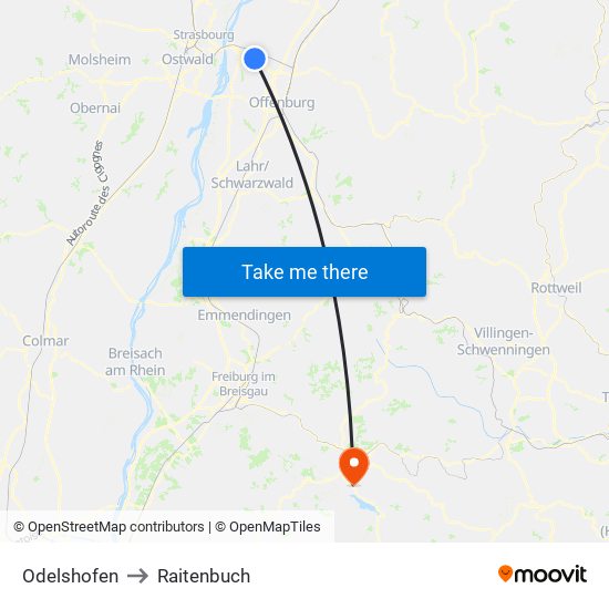 Odelshofen to Raitenbuch map