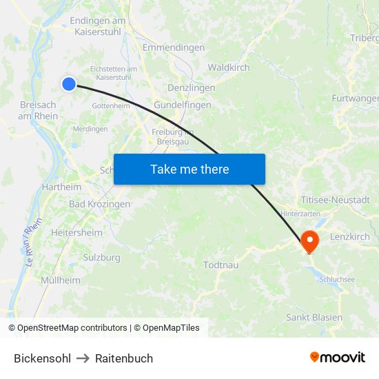 Bickensohl to Raitenbuch map