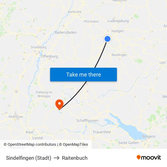 Sindelfingen (Stadt) to Raitenbuch map