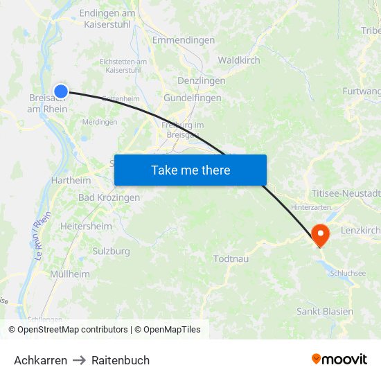 Achkarren to Raitenbuch map