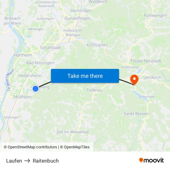 Laufen to Raitenbuch map