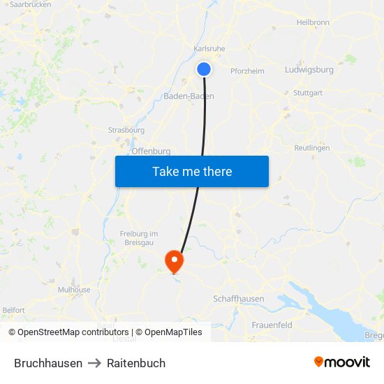 Bruchhausen to Raitenbuch map