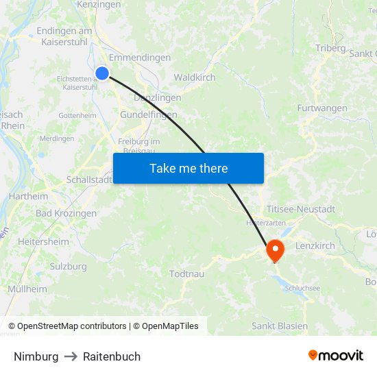 Nimburg to Raitenbuch map