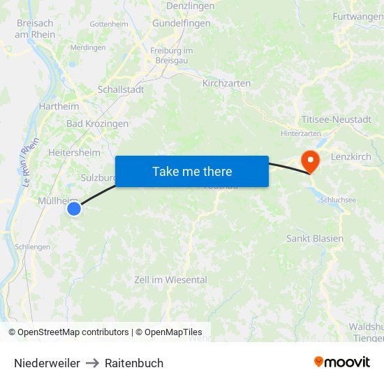 Niederweiler to Raitenbuch map