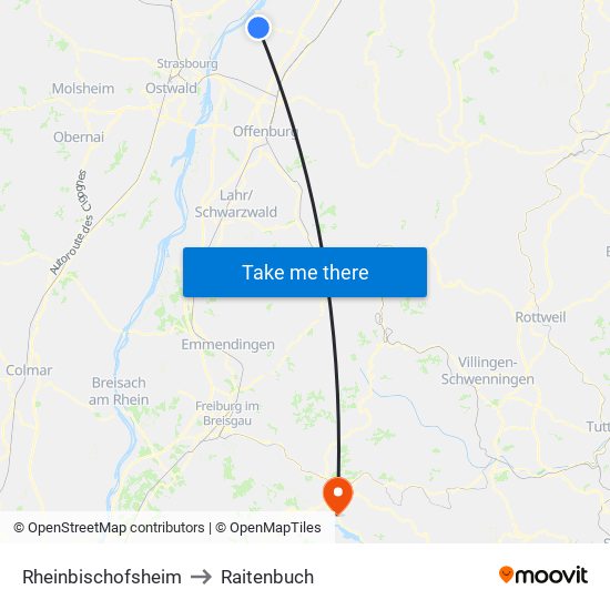 Rheinbischofsheim to Raitenbuch map