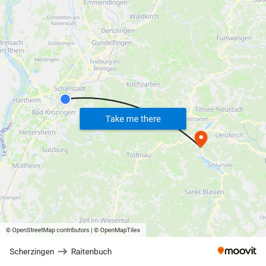 Scherzingen to Raitenbuch map