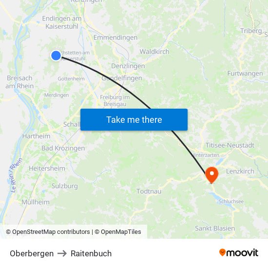 Oberbergen to Raitenbuch map