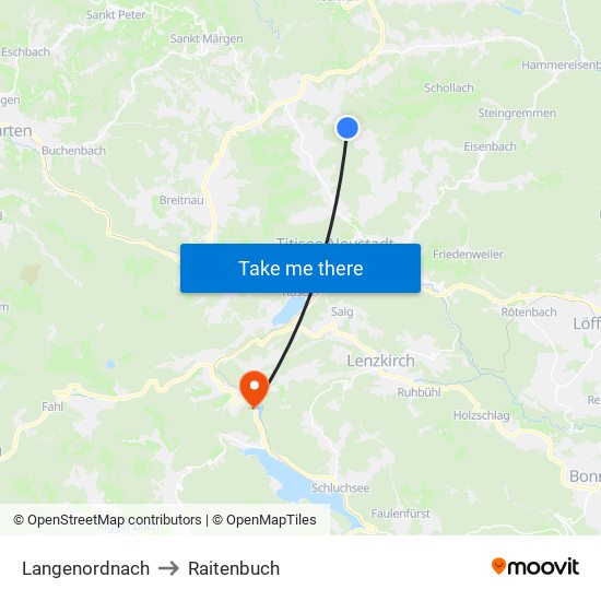 Langenordnach to Raitenbuch map