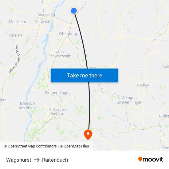 Wagshurst to Raitenbuch map