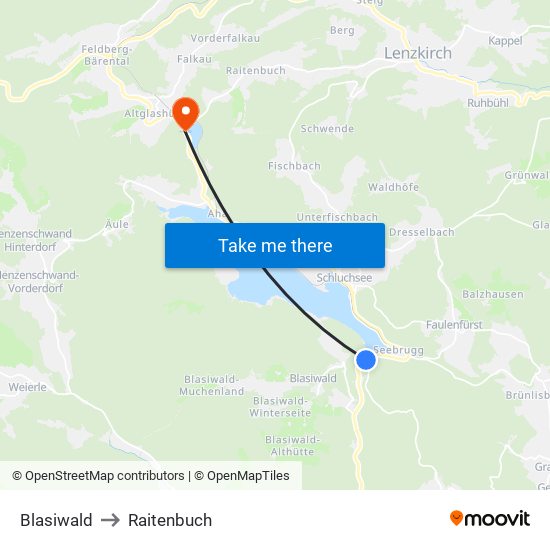 Blasiwald to Raitenbuch map