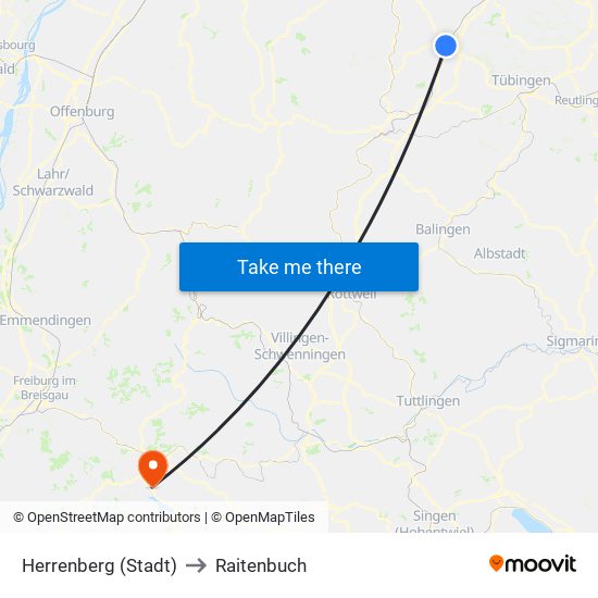 Herrenberg (Stadt) to Raitenbuch map