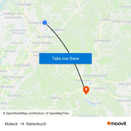 Maleck to Raitenbuch map