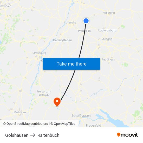 Gölshausen to Raitenbuch map