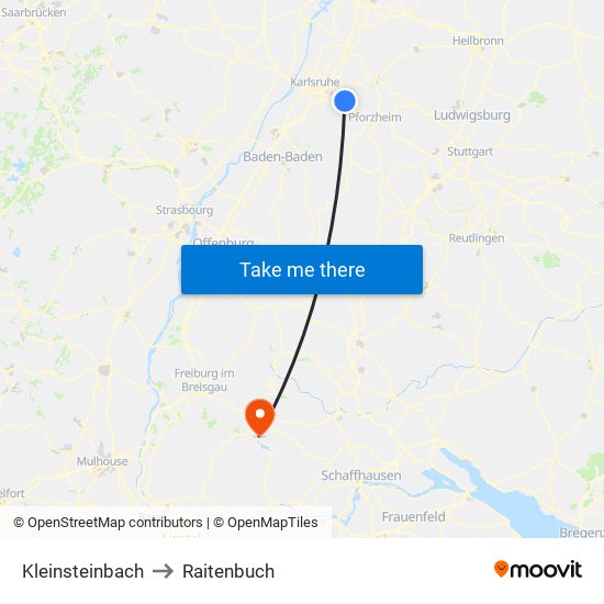 Kleinsteinbach to Raitenbuch map