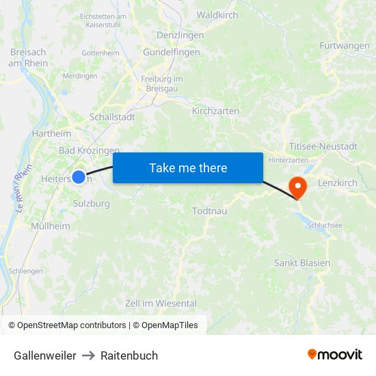 Gallenweiler to Raitenbuch map