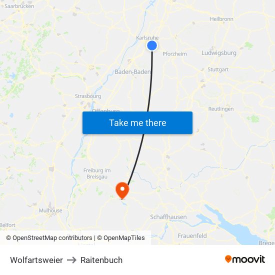 Wolfartsweier to Raitenbuch map