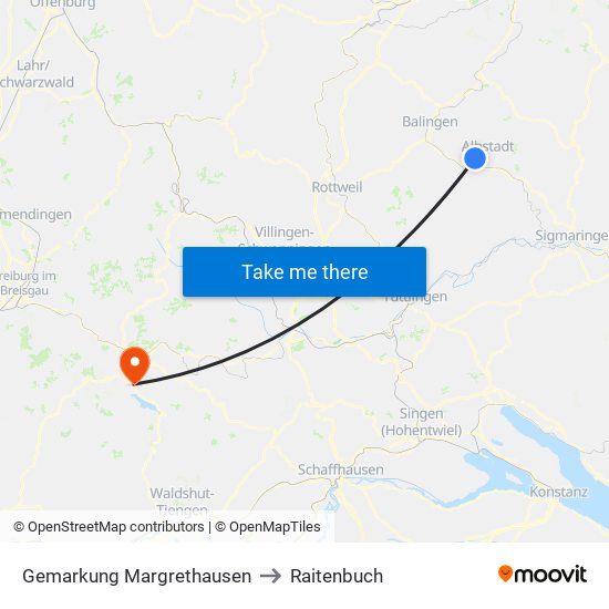 Gemarkung Margrethausen to Raitenbuch map