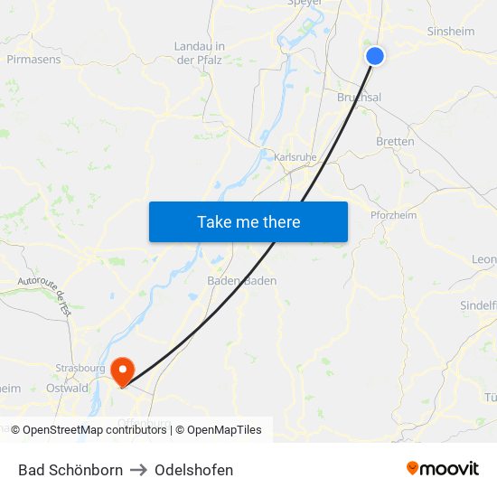 Bad Schönborn to Odelshofen map