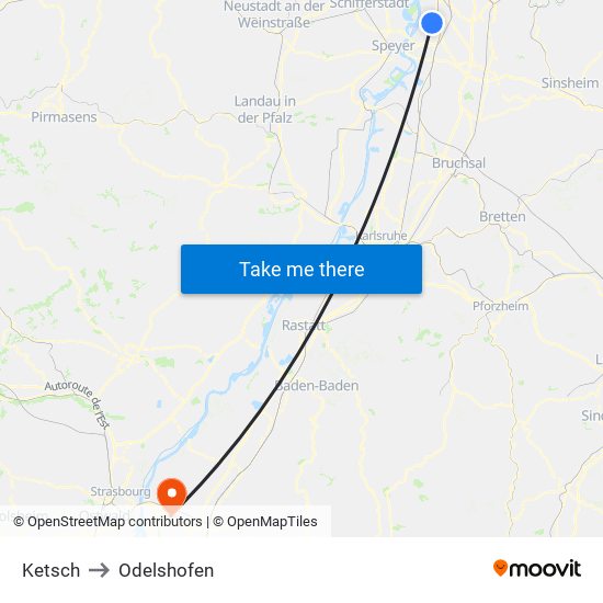 Ketsch to Odelshofen map