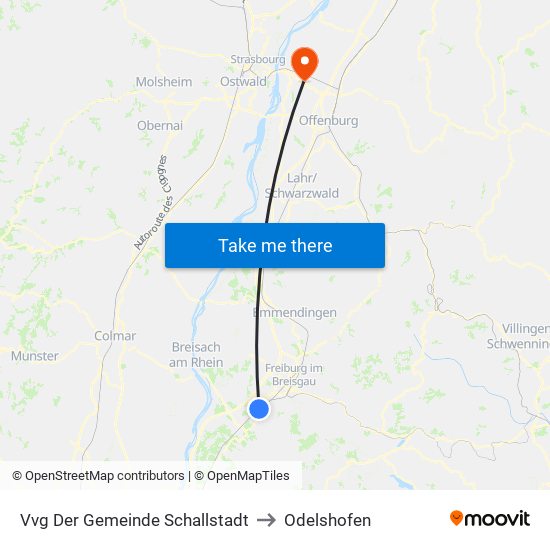 Vvg Der Gemeinde Schallstadt to Odelshofen map