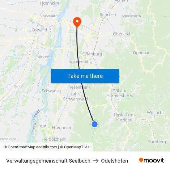 Verwaltungsgemeinschaft Seelbach to Odelshofen map