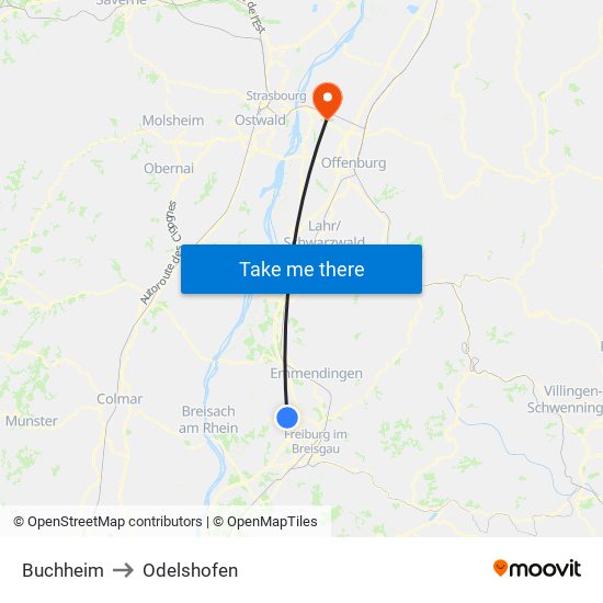 Buchheim to Odelshofen map
