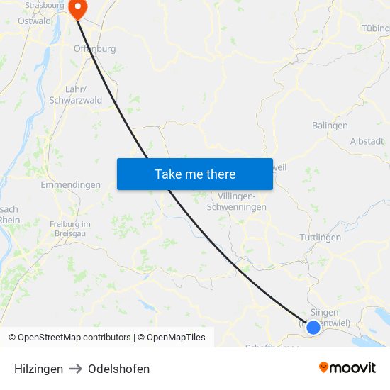 Hilzingen to Odelshofen map
