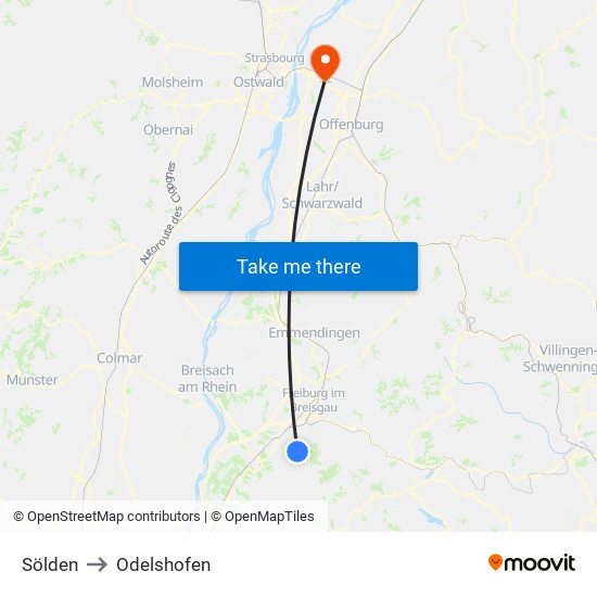 Sölden to Odelshofen map