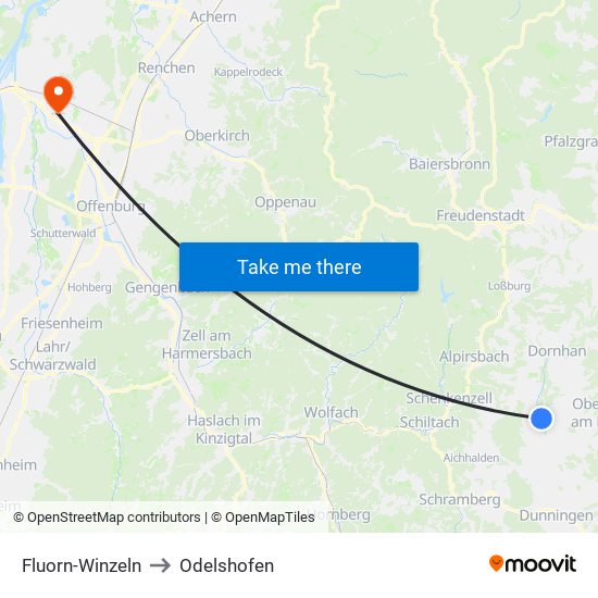 Fluorn-Winzeln to Odelshofen map