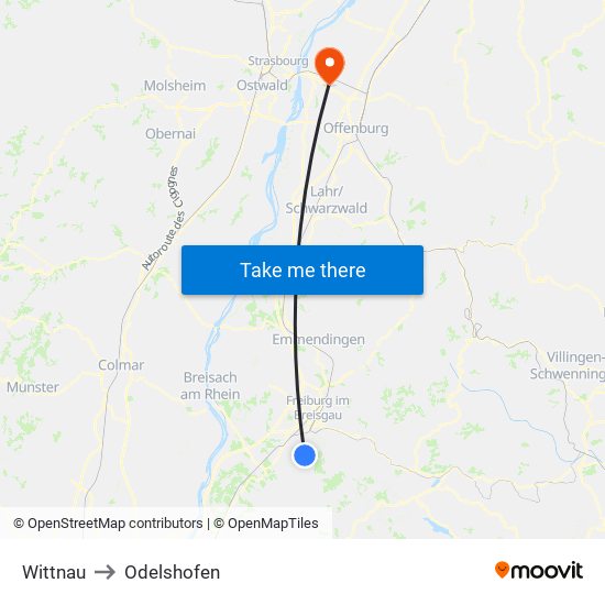 Wittnau to Odelshofen map
