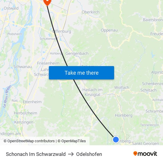 Schonach Im Schwarzwald to Odelshofen map