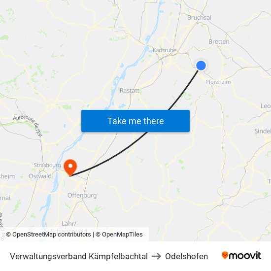 Verwaltungsverband Kämpfelbachtal to Odelshofen map