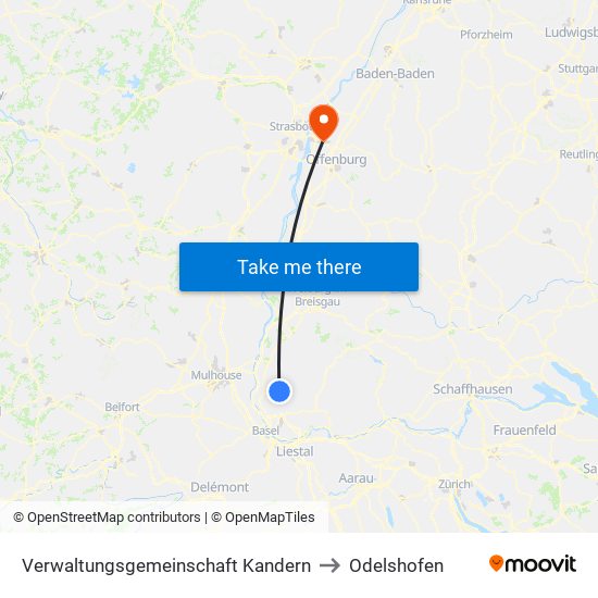 Verwaltungsgemeinschaft Kandern to Odelshofen map