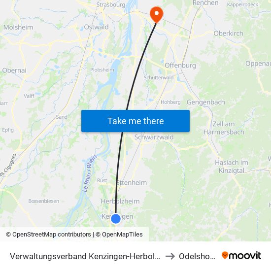 Verwaltungsverband Kenzingen-Herbolzheim to Odelshofen map