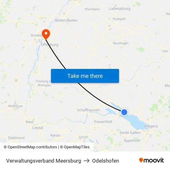 Verwaltungsverband Meersburg to Odelshofen map