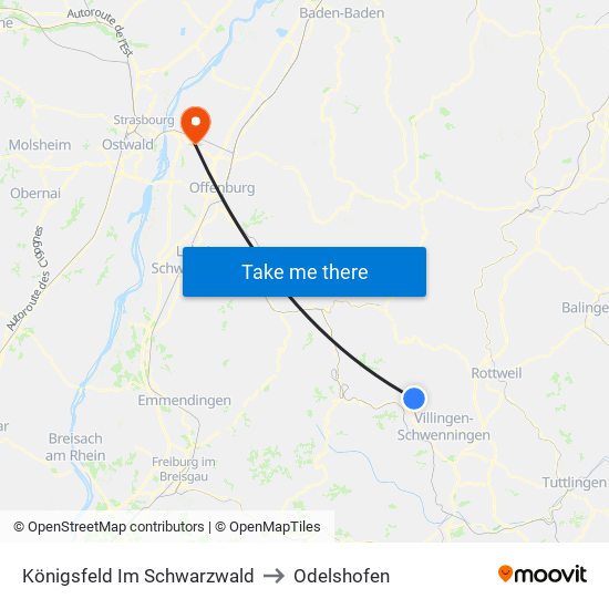 Königsfeld Im Schwarzwald to Odelshofen map