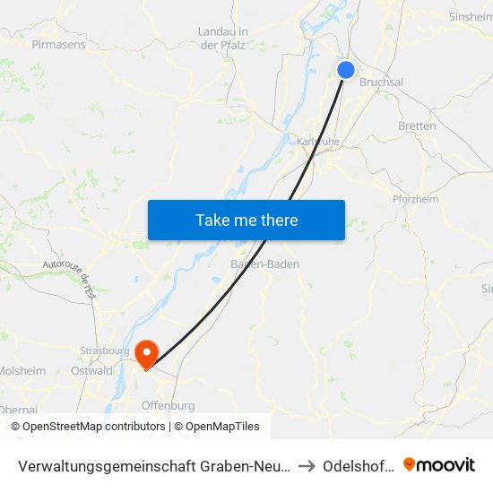 Verwaltungsgemeinschaft Graben-Neudorf to Odelshofen map