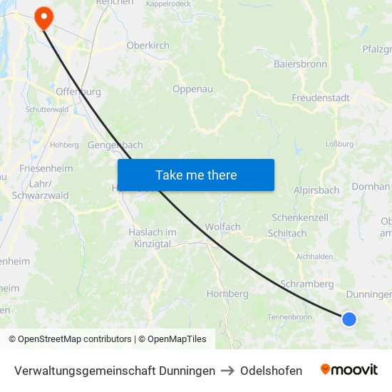 Verwaltungsgemeinschaft Dunningen to Odelshofen map