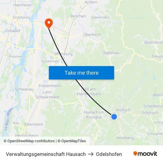 Verwaltungsgemeinschaft Hausach to Odelshofen map