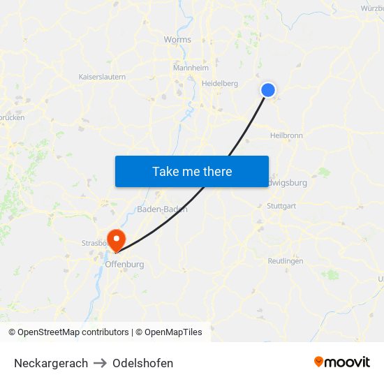 Neckargerach to Odelshofen map