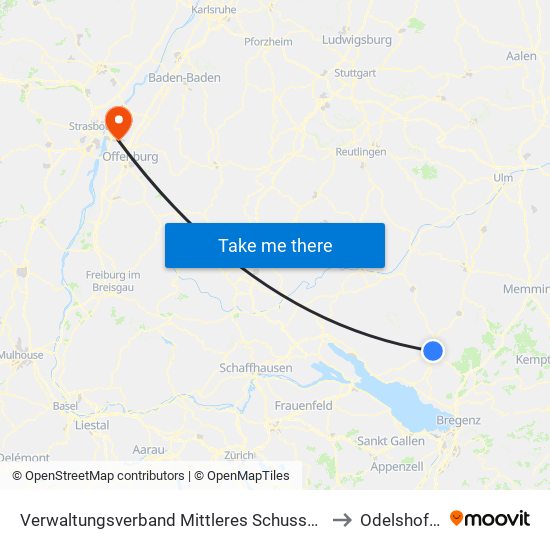 Verwaltungsverband Mittleres Schussental to Odelshofen map