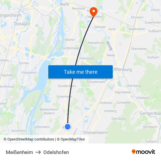Meißenheim to Odelshofen map