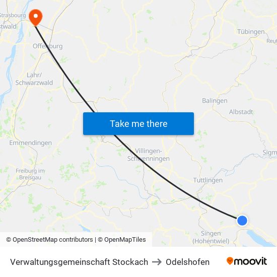 Verwaltungsgemeinschaft Stockach to Odelshofen map