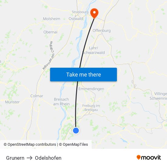 Grunern to Odelshofen map